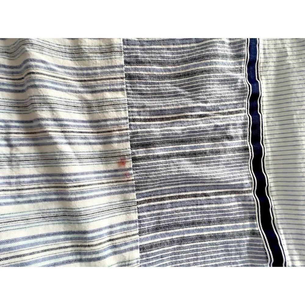 NAUTICA Shower Curtain 100% Cotton Patchwork Navy Blue Denim White 70